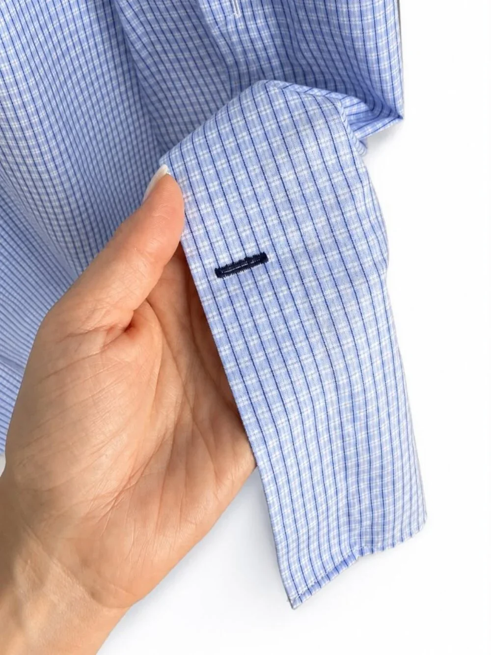 Banana Republic Camden Fit Men’s L Blue Plaid Non-Iron Cotton Shirt